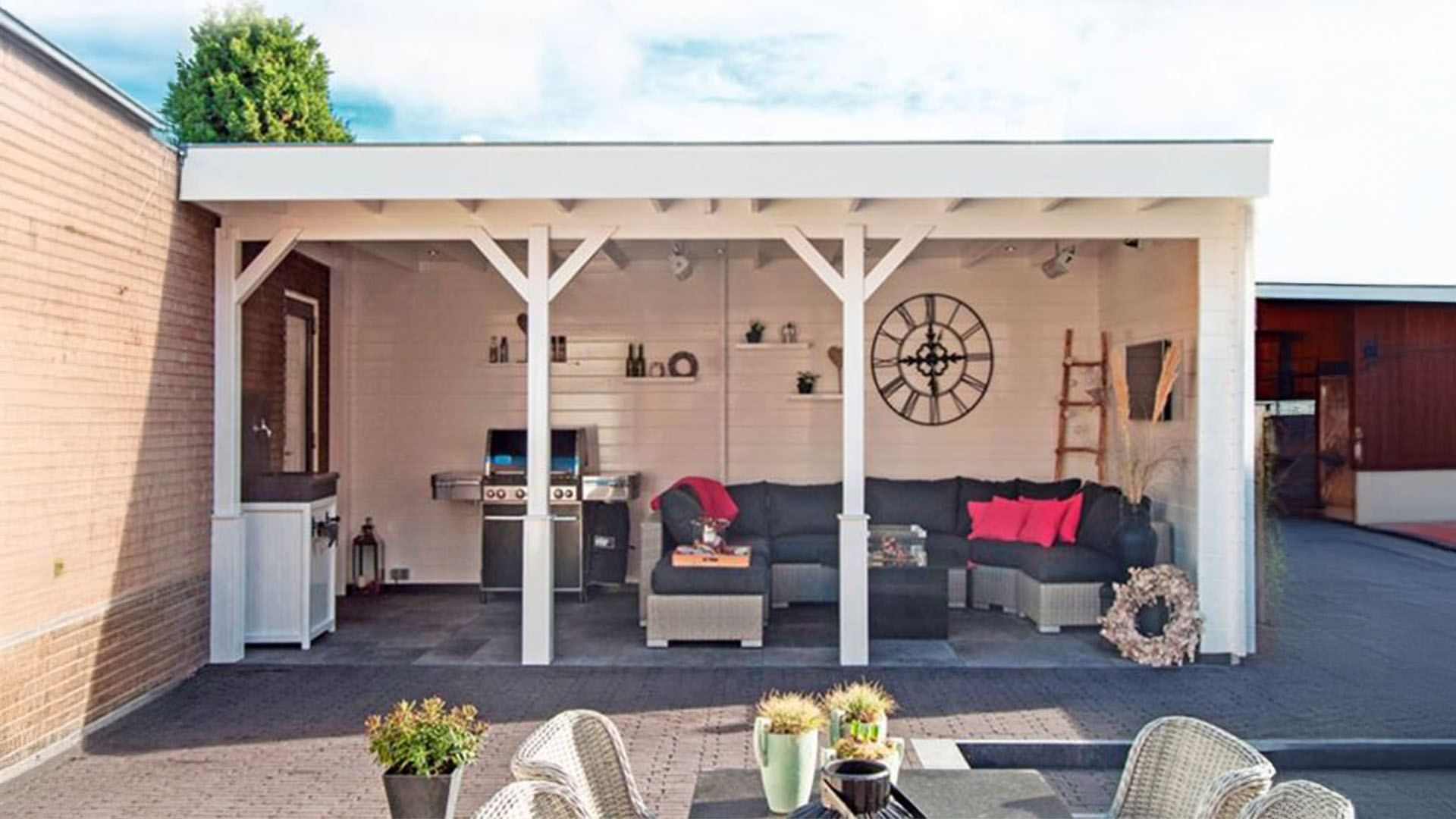 Lugarde VB02 Veranda 600x300 cm 44 mm vurenhout blank- Plat dak- Onbehandeld vurenhout- Lugarde afbeelding