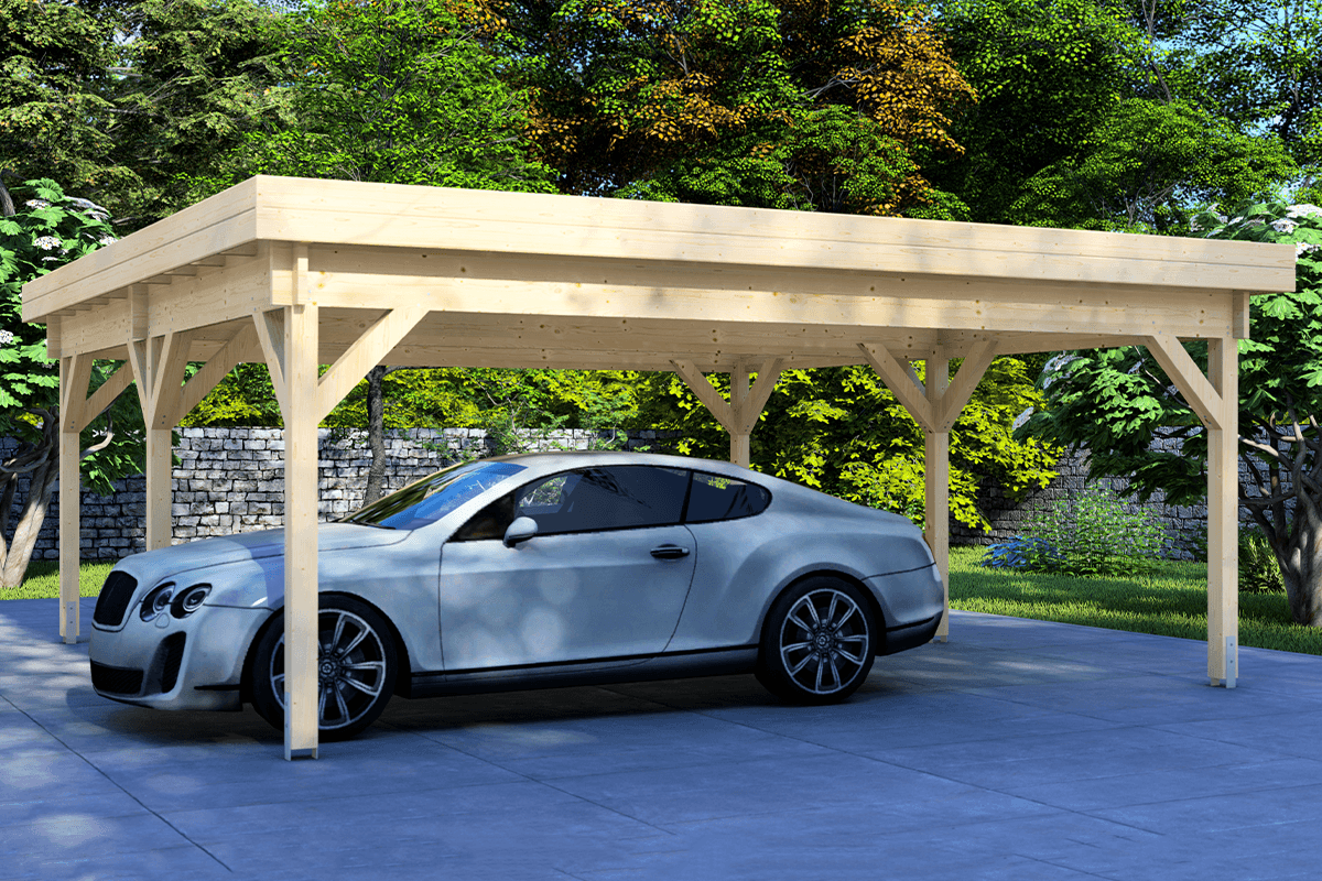 Dubbele carport 600x500 cm plat dak - Van Kooten Top Merken Winkel