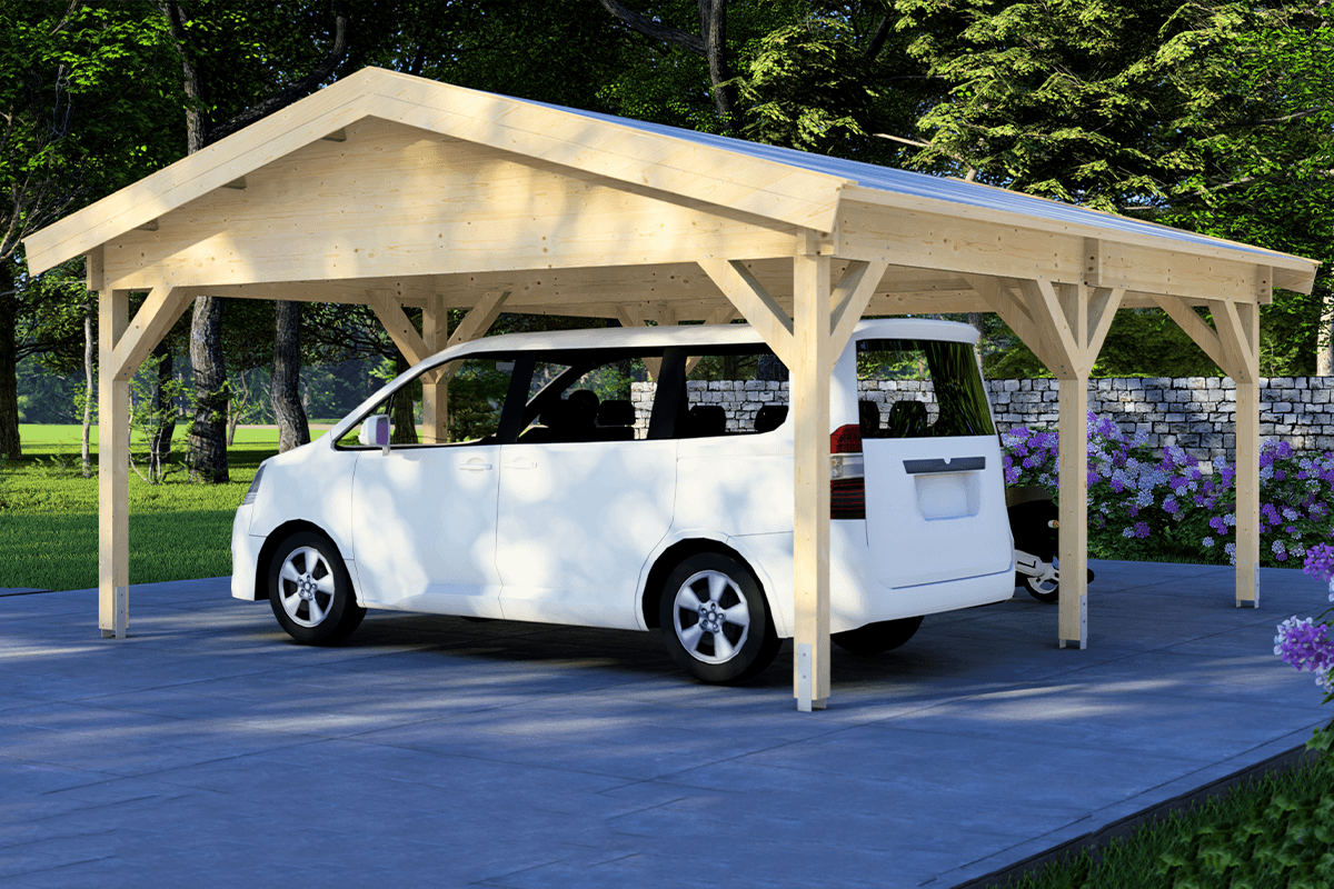 Dubbele carport 600x500 cm zadeldak - Van Kooten Top Merken Winkel