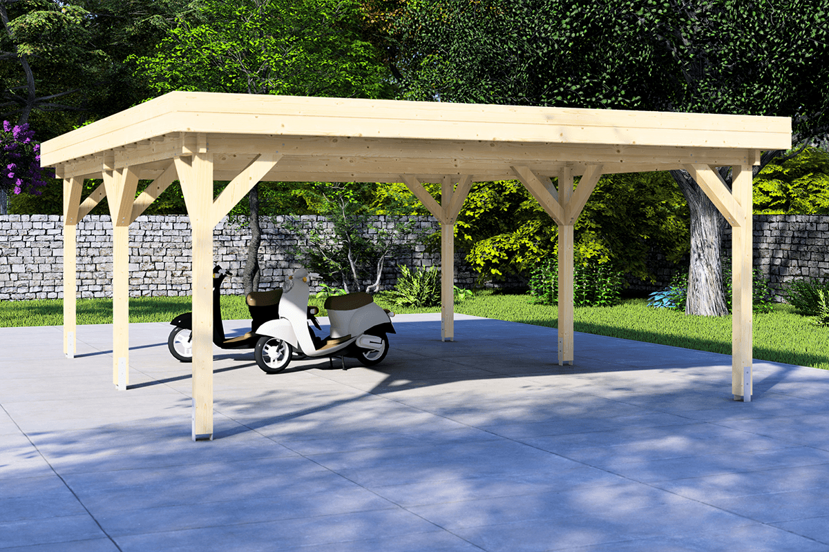 Dubbele carport 600x600 cm plat dak - Van Kooten Top Merken Winkel