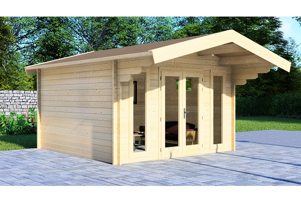Actieblokhut Winterberg 380x380 cm + luifel 150 cm - Van Kooten