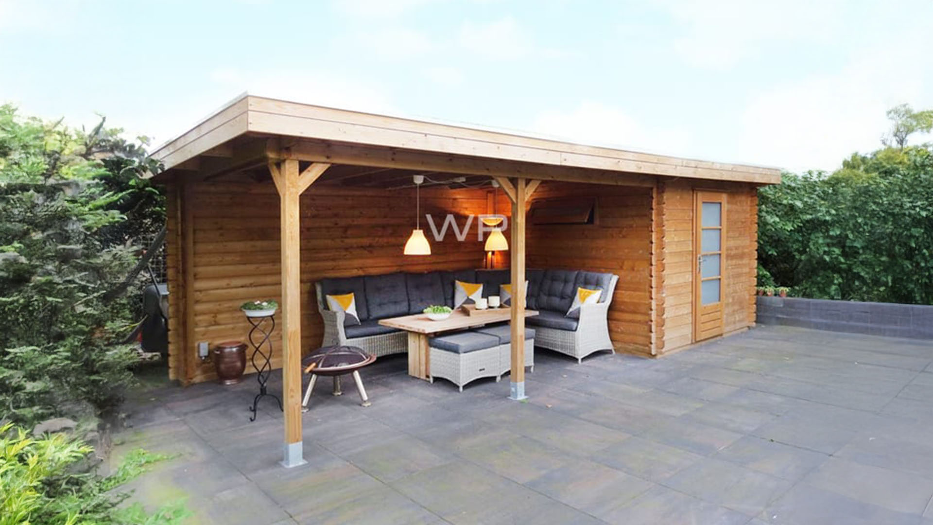 Woodpro Ochten Tuinhuis 700x300 cm 28 mm vuren blank- Plat dak- Onbehandeld vurenhout- Woodpro afbeelding