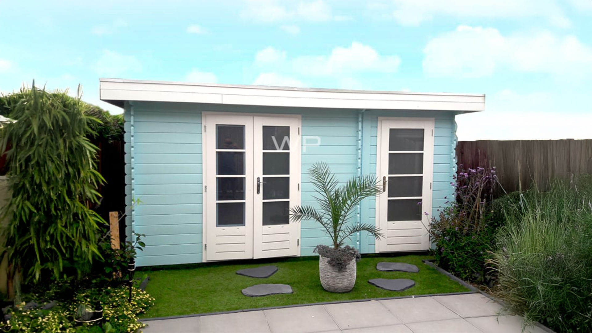 Woodpro Groet Tuinhuis 450x300 cm 28 mm vuren blank- Plat dak- Onbehandeld vurenhout- Woodpro afbeelding