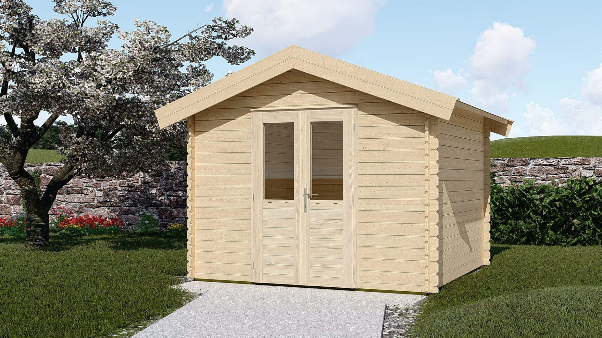 Woodpro Blokhut/Tuinhuis Dreumel 300x300 cm- Zadeldak- Hout- Woodpro afbeelding