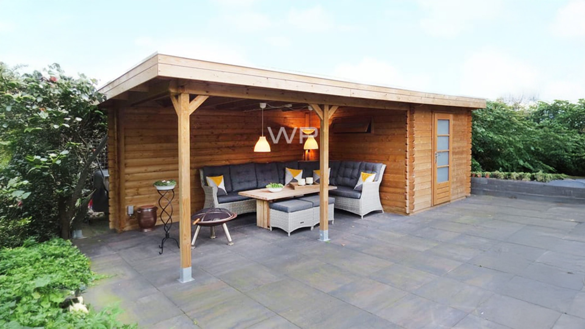 Woodpro Ochten Tuinhuis 700x300 cm 28 mm vuren blank- Plat dak- Onbehandeld vurenhout- Woodpro afbeelding