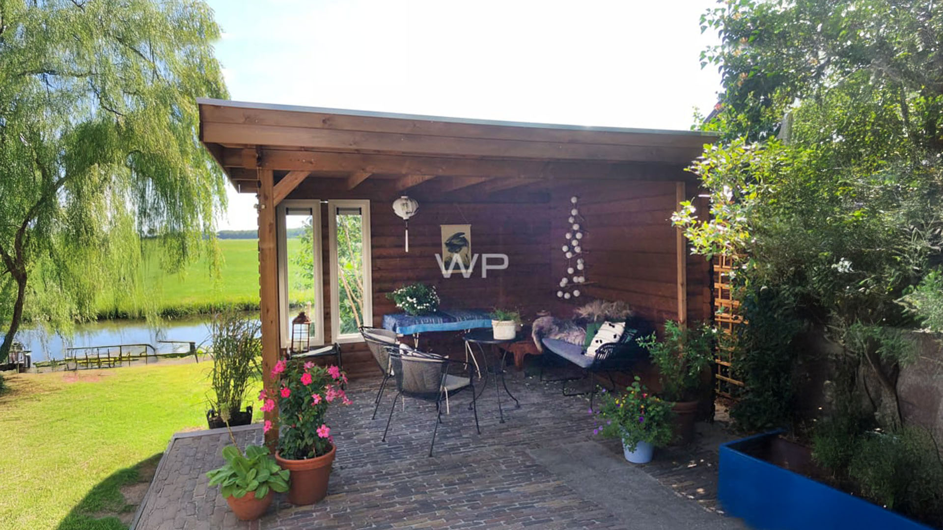 Woodpro Harpel Overkapping 350x300 cm 28 mm vuren blank- Plat dak- Onbehandeld vurenhout- Woodpro afbeelding
