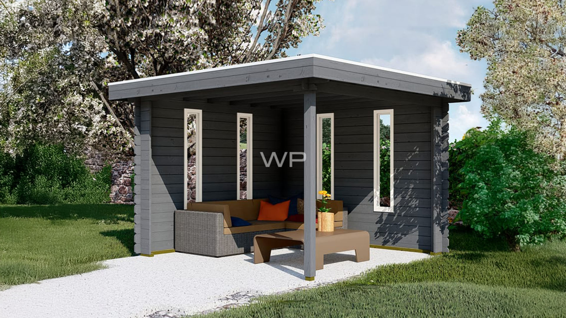 Woodpro Ingen Overkapping 300x300 cm 28 mm vuren blank- Plat dak- Onbehandeld vurenhout- Woodpro afbeelding