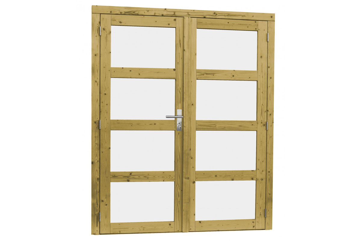 Woodvision Dubbele deur 4-ruits 168x201 cm - Groen geïmpregneerd afbeelding
