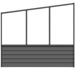 Dichte zijwand 80cm aluminium rabat, overig is polycarbonaat helder