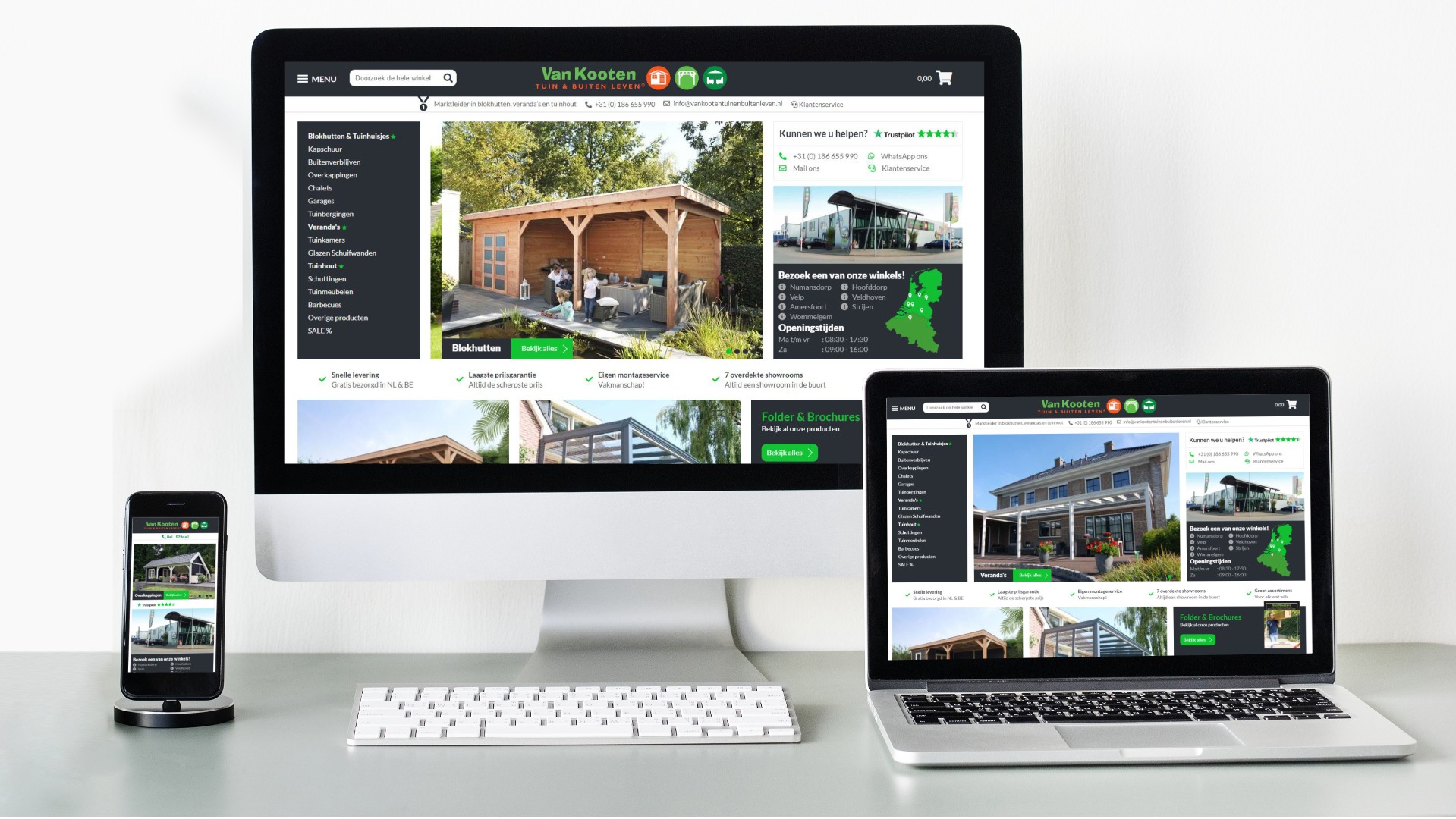 de website van van Kooten op een dekstop, tablet en mobiel