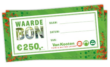 Prijs van de fotowedstrijd: waardebon van 250 euro voor Van Kooten Tuin & Buiten Leven